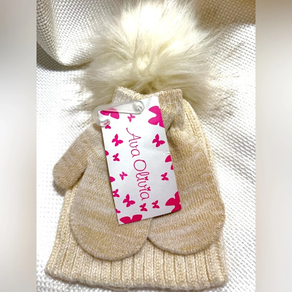 Cream Kids Mittens